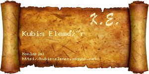 Kubis Elemér névjegykártya
